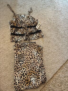 Leopard Print Skirt and Cami Top Outfit with Lace Trim size 2XL - 20